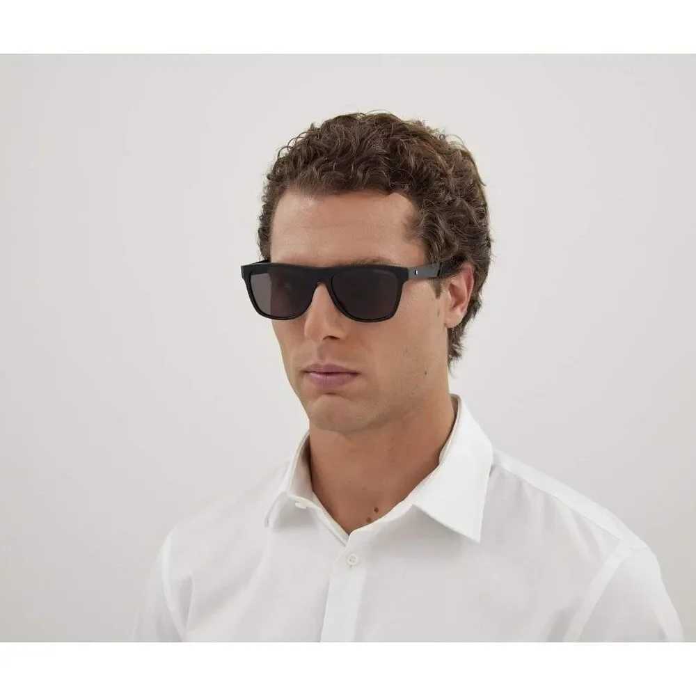 Montblanc Men Sunglasses Matte Black Grey Square MB0298S 001 NEW AUTHENTIC